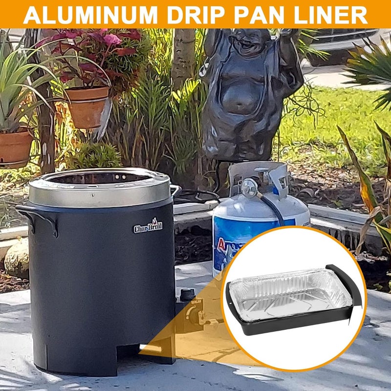 BBQ-PLUS Aluminum Drip Pans for Char-Broil 9328812P06 2425514W12 Accessories, Disposable Foil Drip Pan Liners Replacement Parts for Char-Broil Big Easy Oil-Less Turkey Fryer, 15 Packs - Image 4